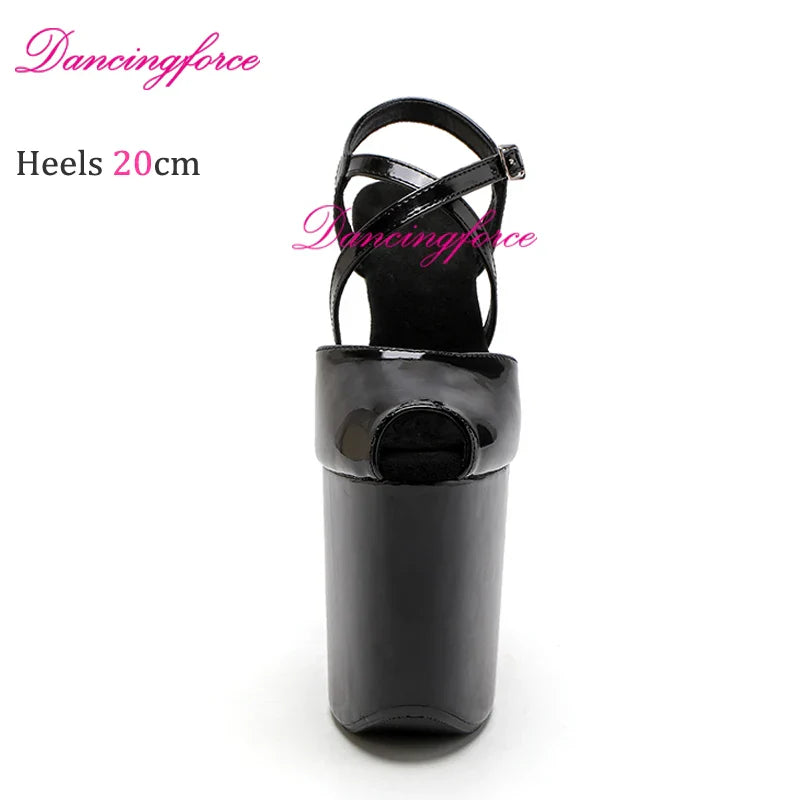 Black Matt 8Inches 20cm Popular Stripper Pole Dance Shoes Sexy Platform High Heels Women Summer Cross Strips Sandals Female