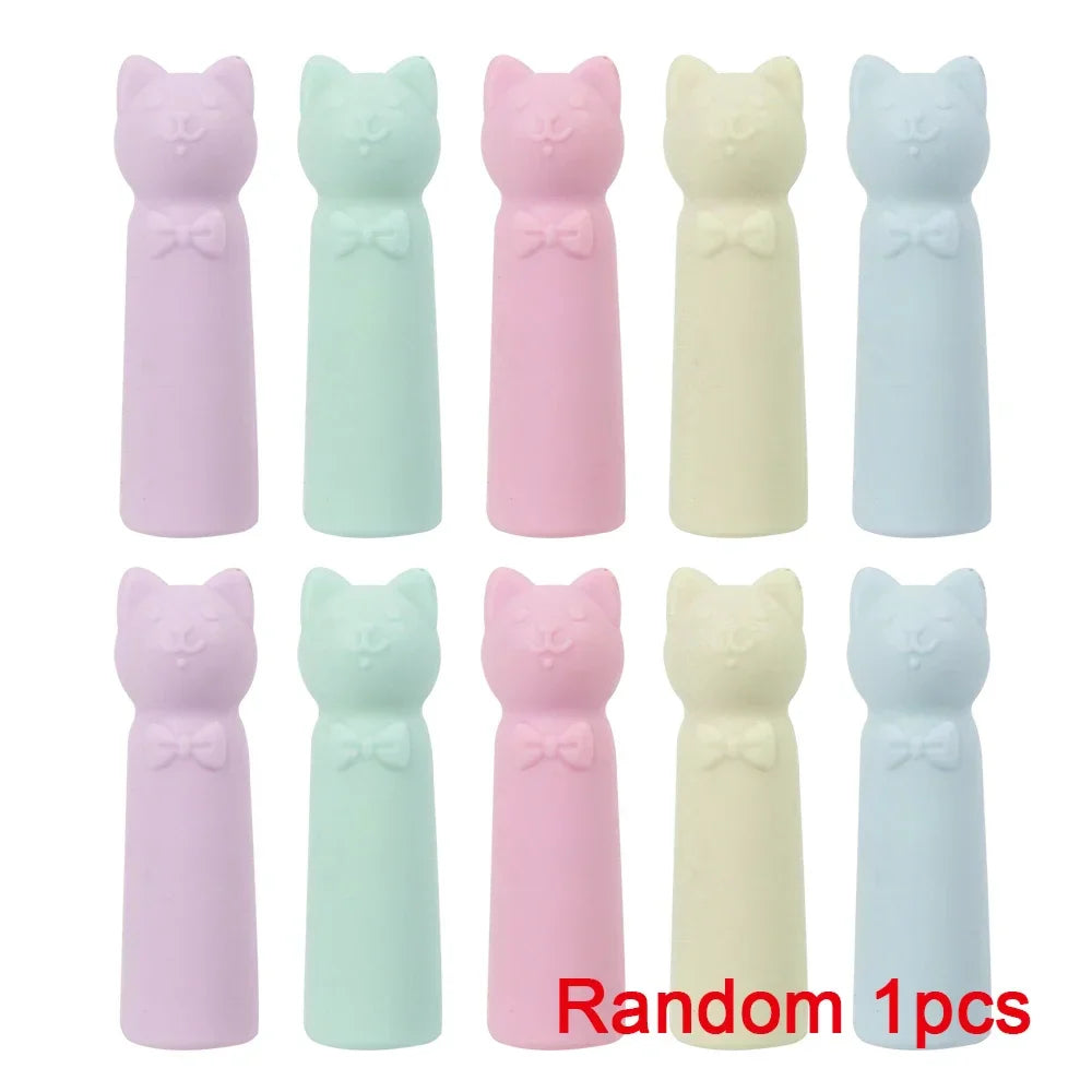 1-20pcs Cartoon Eraser Caps Pencil Erasers Toppers Cute Cat Erasers for Kids Student School Stationery Supplies Pen Head Sleeves