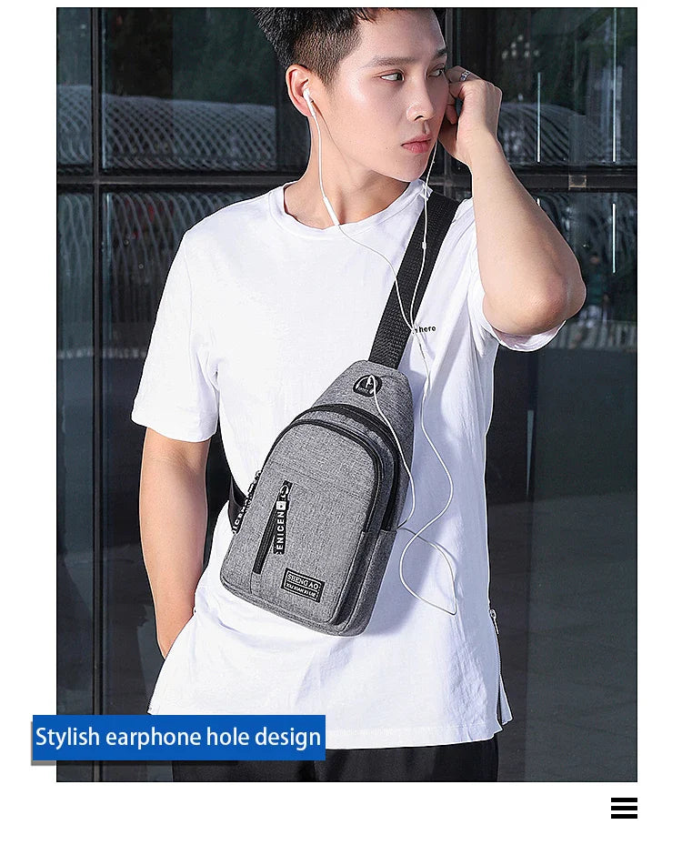 Travel Men's Handbags USB Chest Bag Designer Messenger Crossbody Bags Water-Proof Shoulder Bag Diagonal Package Sports Back Pack