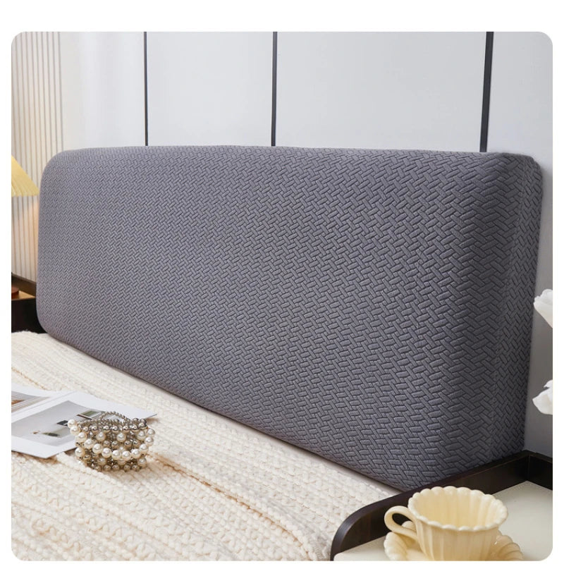 All-inclusive Jacquard Bed Headboard Cover Solid Color Elastic Bed Head Slipcover Solid Color Bed Backrest Cover Bedroom 2024