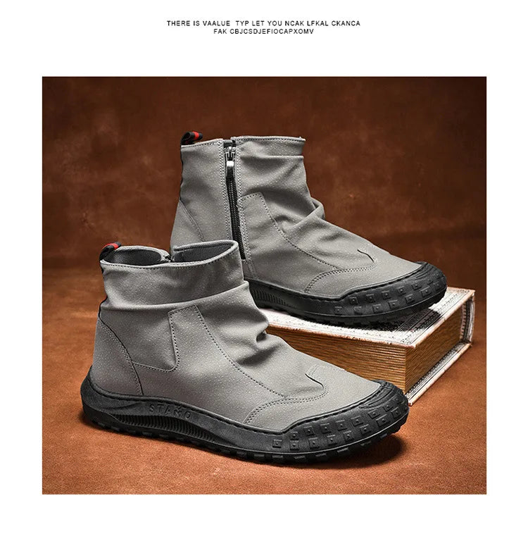 Outdoor Men's High-Top Work Boots Casual Shoes Comfortable Sport Workwear Waterproof Anti-slip Long-lasting No Fatigue Footwear