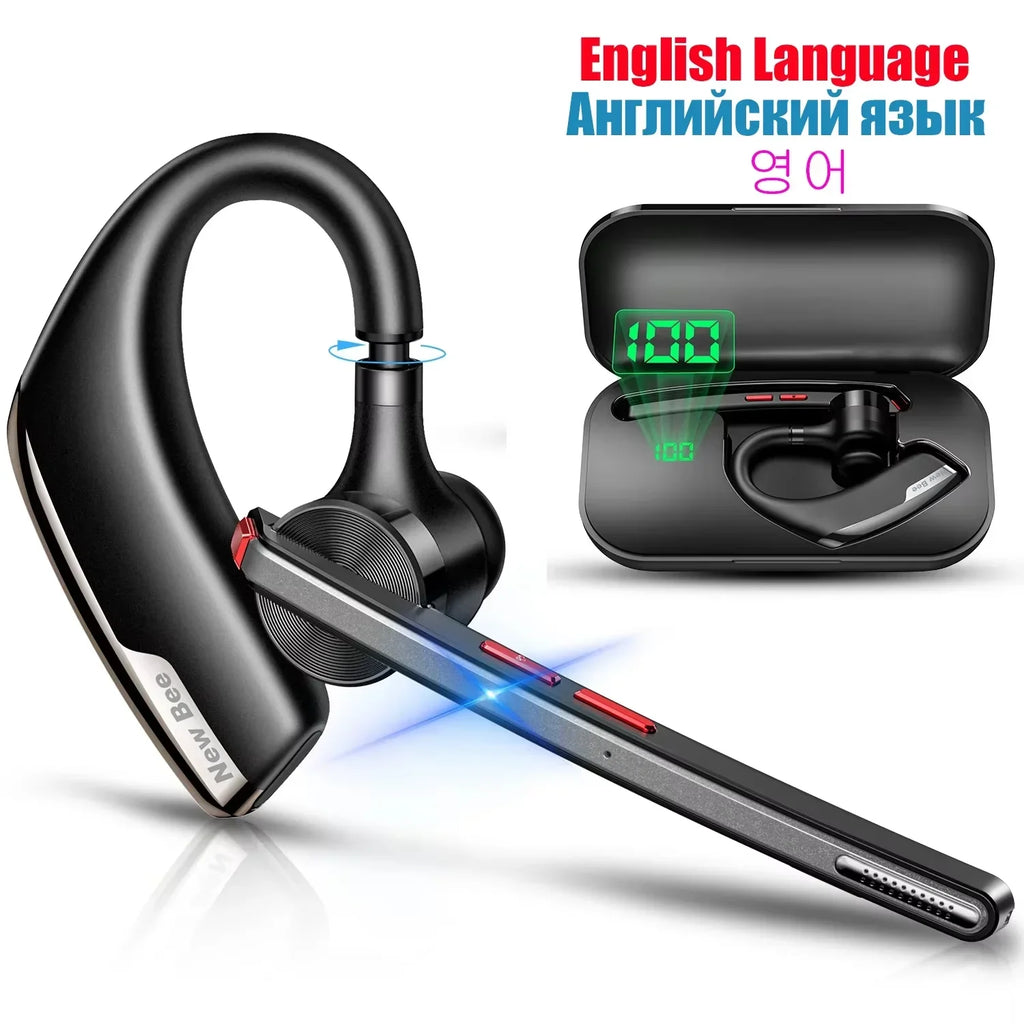 New Bee M51 Wireless Bluetooth Headset Earphones 5.2 Headphone with Dual-Mic CVC8.0 Noise Cancelling Handsfree Business Earpiece