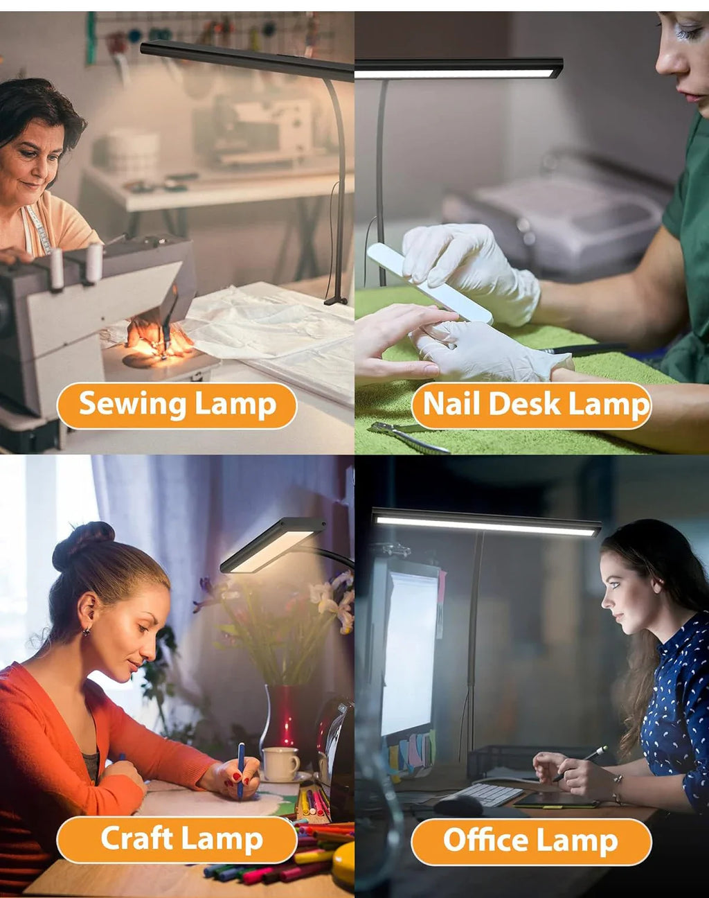 LED Desk Lamp for Office Home, Eye-Caring Desk Light Lamp with Stepless Dimming Adjustable Flexible Gooseneck And Light Color