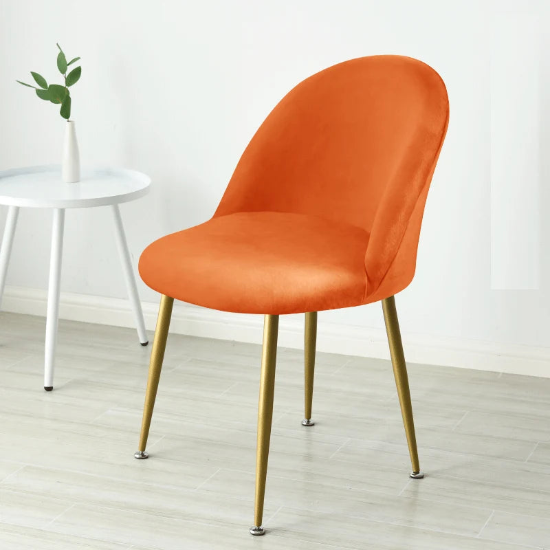 Soft Velvet Chair Cover Duckbill Curved Dining Chair Slipcover Low Back Thick Stretch Seat Covers for Living Room Kitchen Hotel