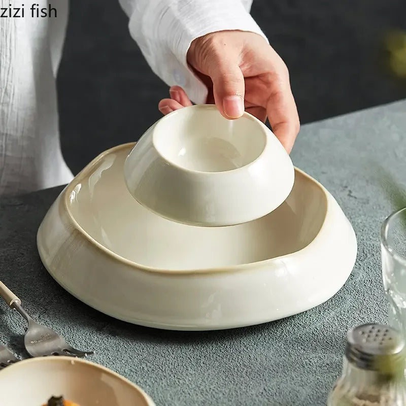 Ceramic Dinner Plate Family Steak Plate Pasta Plates Dessert Dish Cake Dish Dim Sum Bowl Cake Bowl Salad Bowls Kitchen Supplies