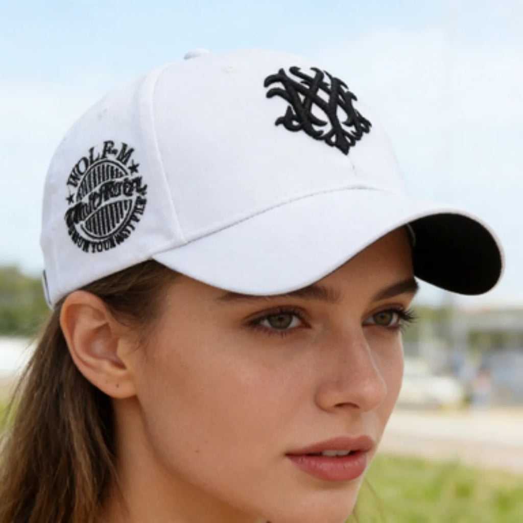 Vintage Gothic Embroidered "NY" Baseball Cap – Adjustable Cotton Snapback Hat for Men Women, Casual Outdoor Sun Hat