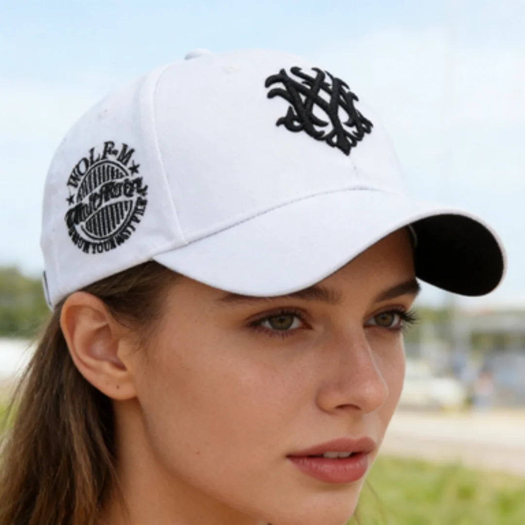 Vintage Gothic Embroidered "NY" Baseball Cap – Adjustable Cotton Snapback Hat for Men Women, Casual Outdoor Sun Hat