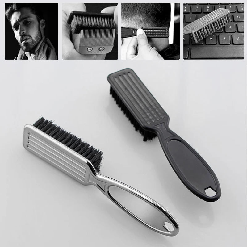 Six Colors Small Beard Styling Brush Logo Professional Shave Beard Brush Barber Vintage Oil Head Shape Carving Cleaning Brush