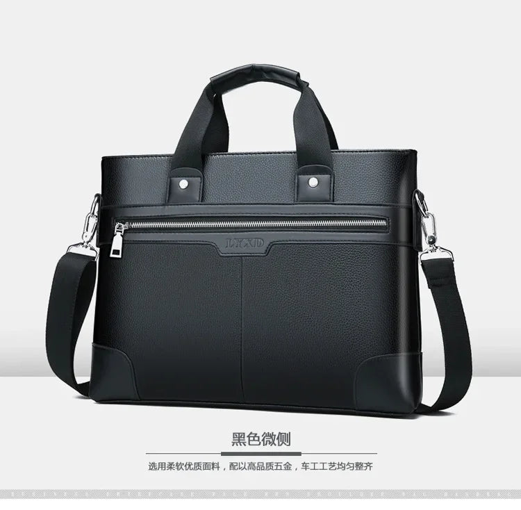 Men PU Leather Shoulder Fashion Business Bags Handbags Black Bag Men for Document Leather Laptop Briefcases Bag