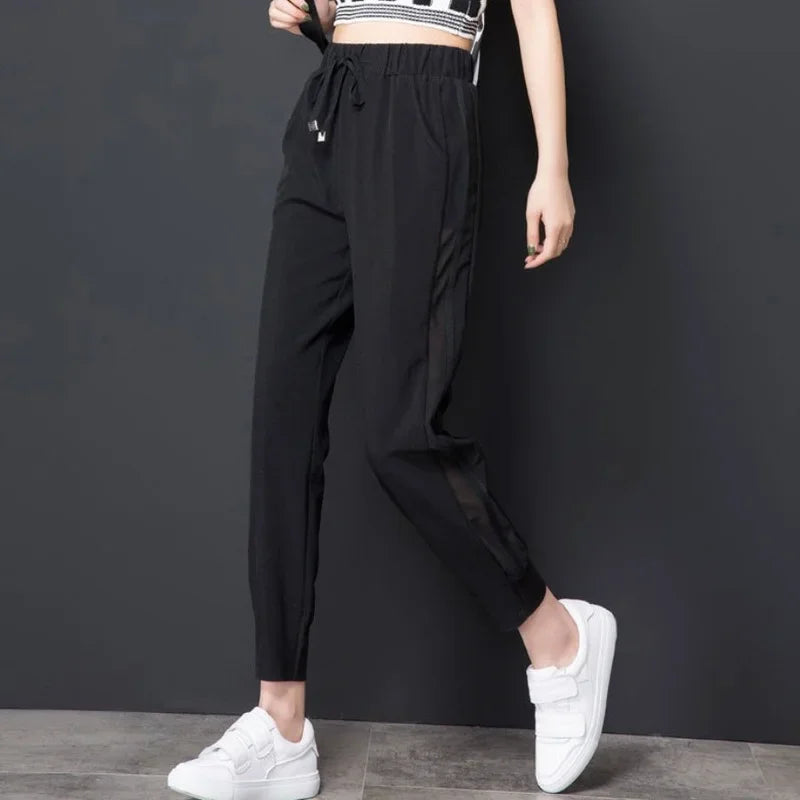 Sweatpants Harem Female Pants Black Joggers Jogging Trousers for Women Fitness Clothes and Capris Elastic Waist Drawstring 90s G