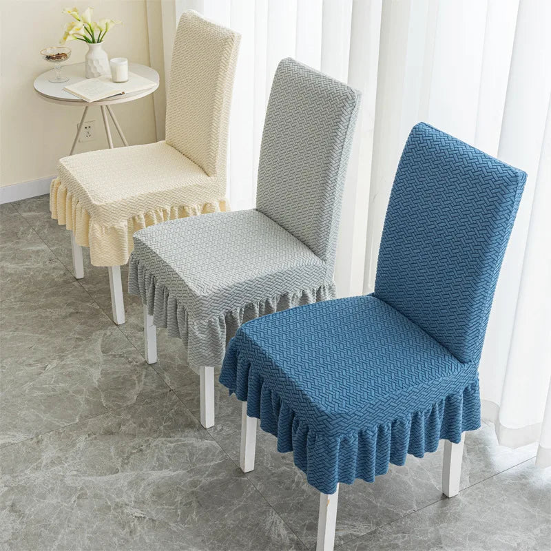 Skirt Dining Chair Cover Jacquard Elastic Soft Seat Cover Anti-dirty Stool Slipcover Suitable for Kit Pet Room Living Home Decor