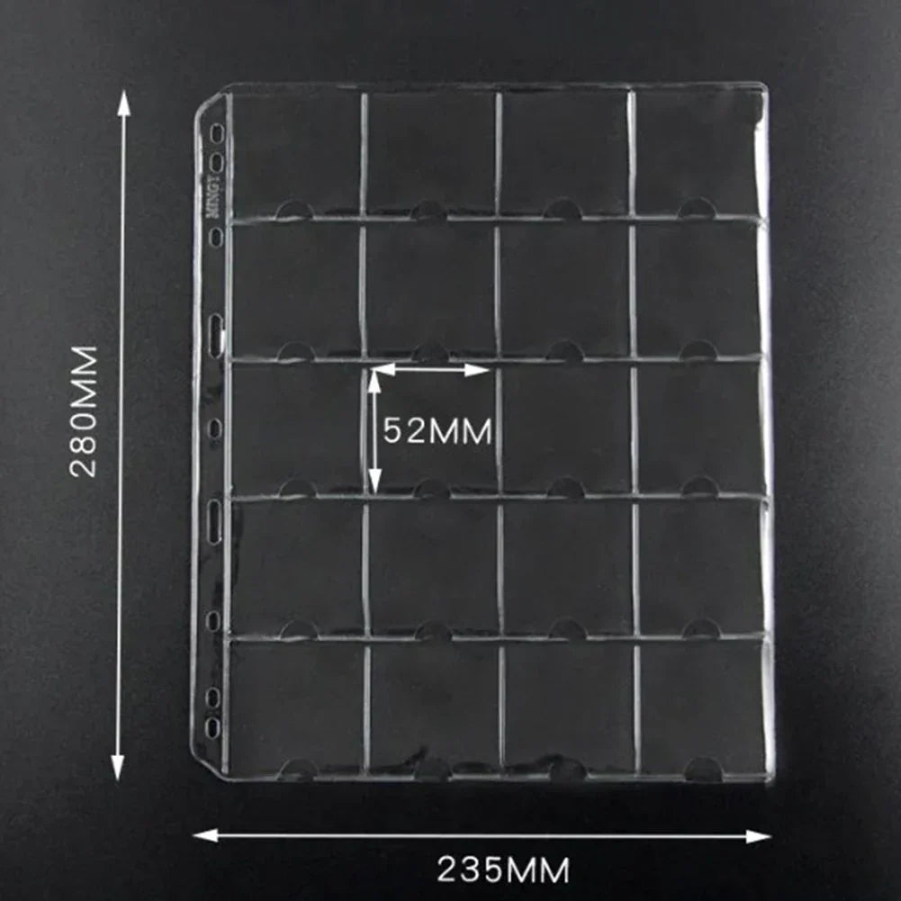 Page Coin Holder Sheet Clear Organization 1/10 Sheet For 50mm Coins For Coin Collection PVC Page Album Practical