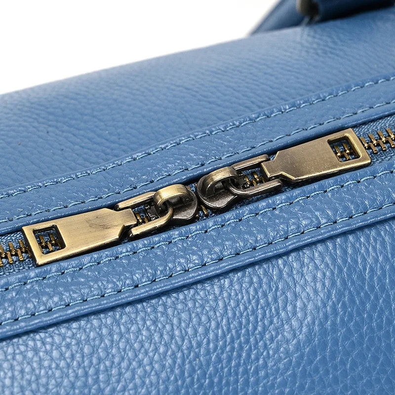 Big Capacity Genuine Leather Travel Bag For Men Women Soft Black Cowhide Casual Travel Duffel Large Luggage Weekend Shoulder Bag