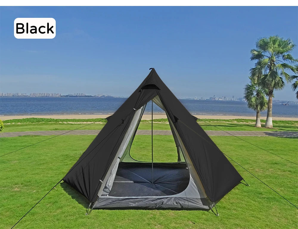 Indian Tent Outdoor Waterproof Tipi Tent 4 Person Yurt Family Mongolian Large Teepee Camping for Adults Pyramid Double Layer