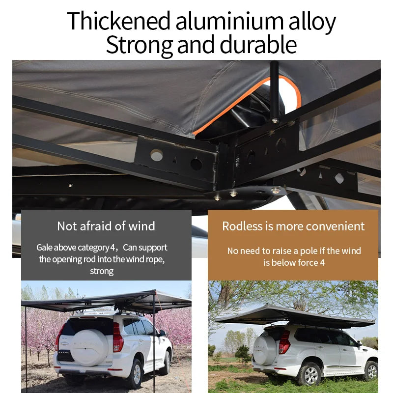 Retractable Car Awning Tent Bat Wing Car Roof Side Awning Tent for Resort or Family Camping