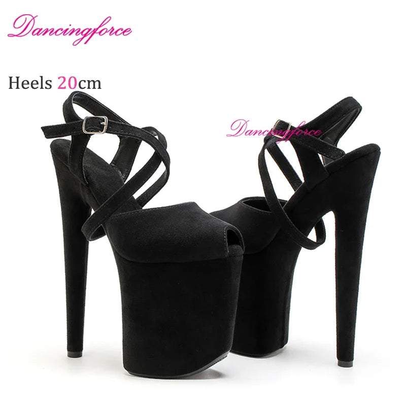 New Cross Straps 20cm 8inches Suede Upper Fashion Sexy Exotic High Heel Platform Party Women Sandals Pole Dance Shoes