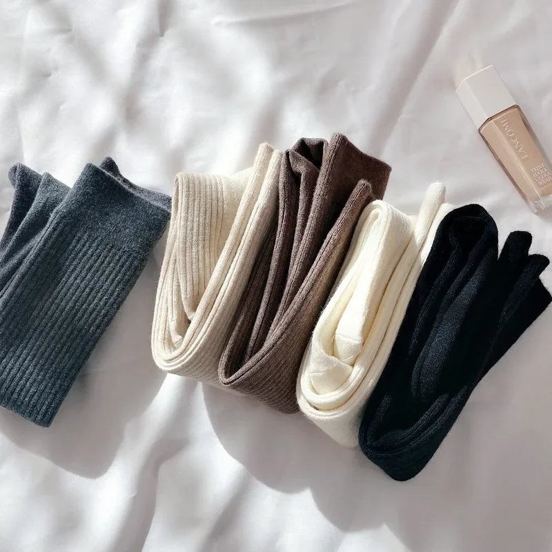 NEW 1/2pairs Women's Casual Knitted Long Socks Autumn Winter Solid Stockings Boot Calf Socks Over Knee Leggings Harajuku Lolita Sox