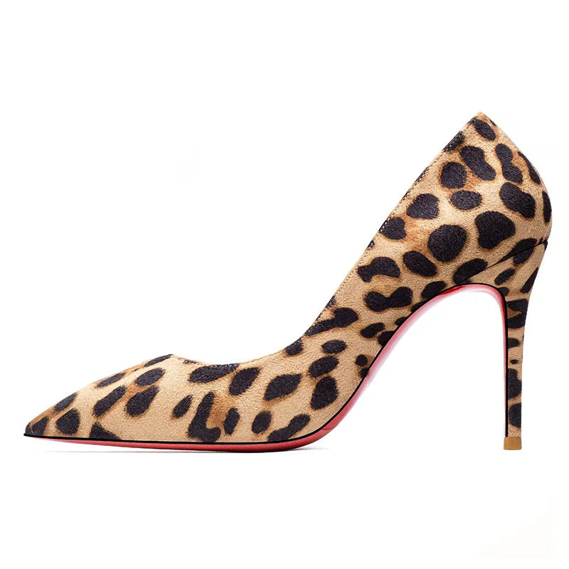 2022 Autumn New Women's High Heels Shoes Sexy Pointed Suede Red Shiny Bottom Pumps Fashionable Temperament Shallow Wedding Shoes