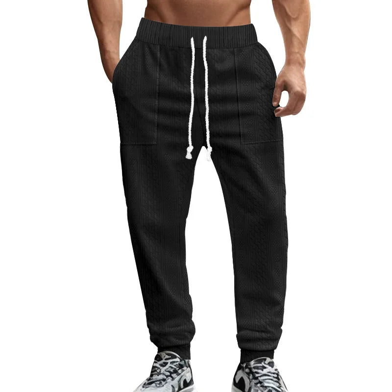 Men's Solid Color Sweatpants American Style Casual Pants Autumn Winter Home Wear Elastic Belt Soft and Comfortable Jogging Pants