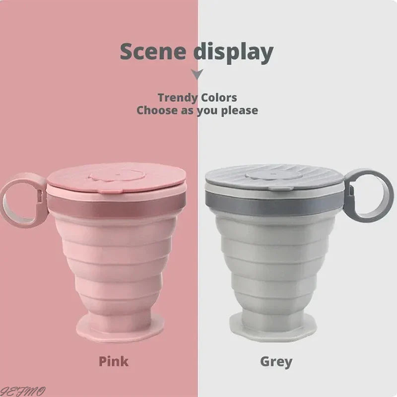 NEW 1/2Pc Foldable Coffee Cup With Handle And Lid,Creative Portable Water Cup,Travel Camping Hiking Cycling Kitchen Accessories