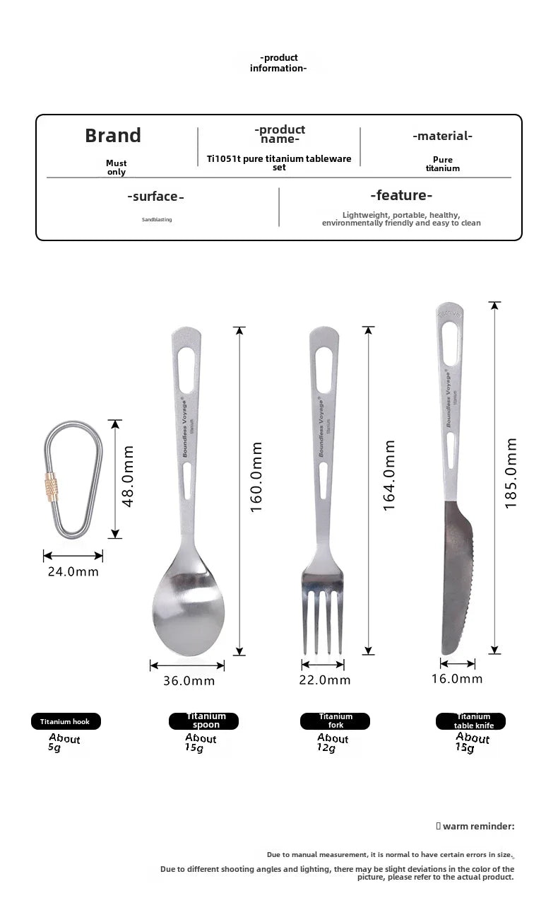 Biwei Pure Titanium Tableware Set Outdoor Soup Spoon Table Knife and Fork Spoon Table Spoon Portable Titanium Knife and Fork ...
