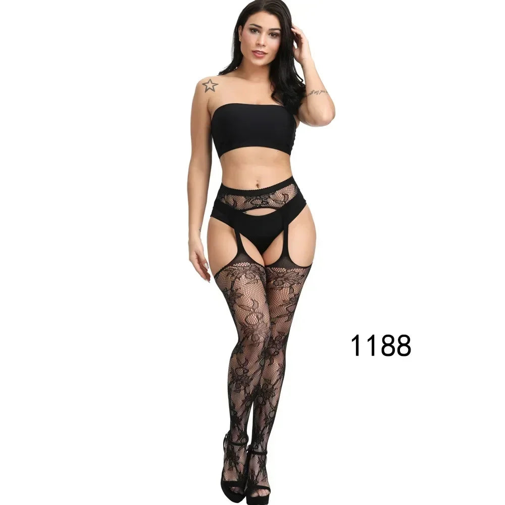 Lace Top Plus Size Knee Thigh High Socks for Women Stockings Sexy Stay Hold Up White Black Pink Red Long Stocking with Anti-slip