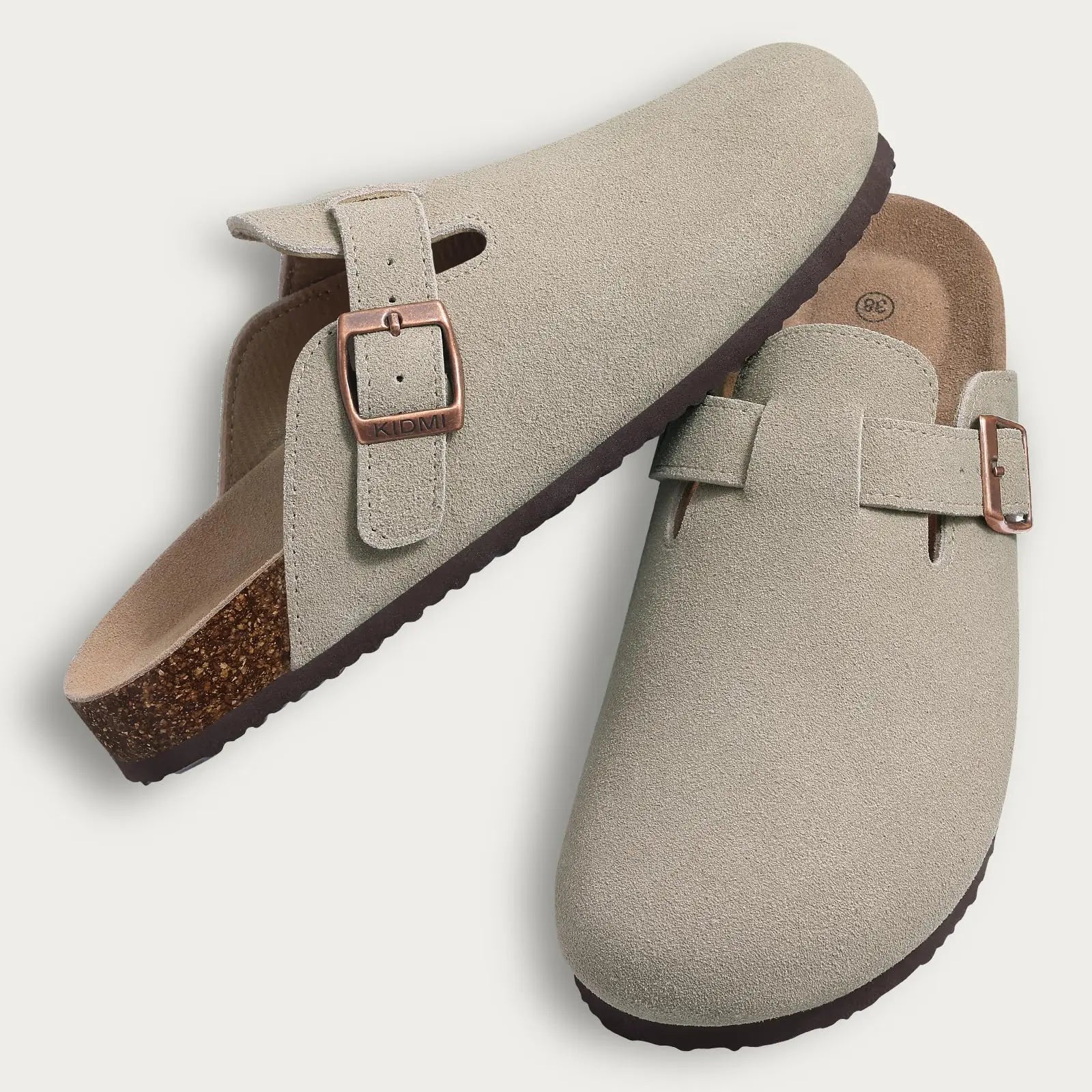 KIDMI Suede Clogs for Women Men Mules Cork Footbed Sandals With Arch Support Fashion Nonslip Outdoor Beach Slippers Home Shoes