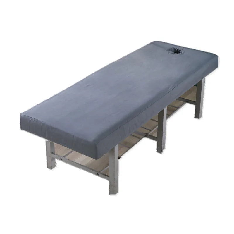 Beauty Salon High Elastic Solid Bed Cover Massage SPA Treatment Elastic Full Cover Rubber Band Fitted Bed Sheet with Hole