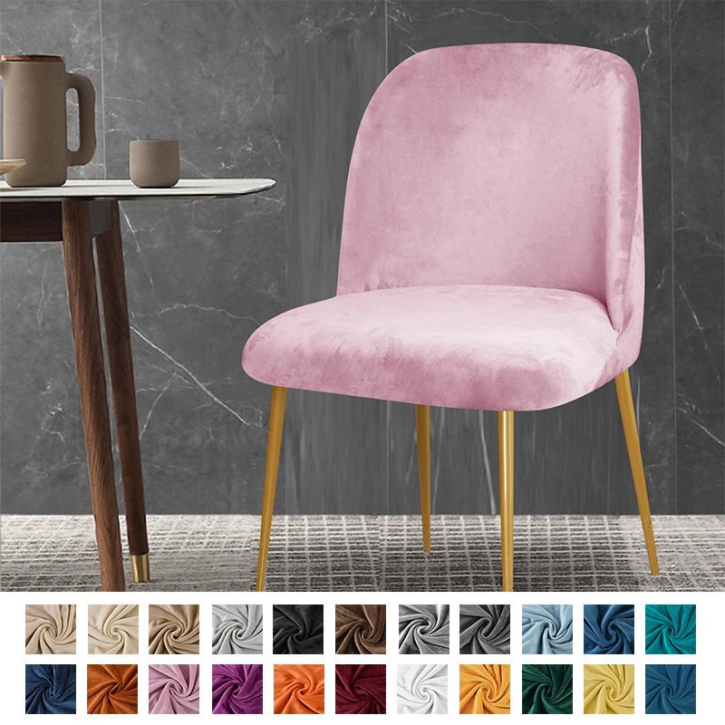 Soft Velvet Chair Cover Duckbill Curved Dining Chair Slipcover Low Back Thick Stretch Seat Covers for Living Room Kitchen Hotel