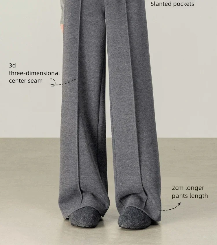 SENTUBILA Knit Sweat Pants for Women 2026 Autumn Winter Acetate Wool Silk Blend Trousers Casual Versatile Bottoms 154K80280