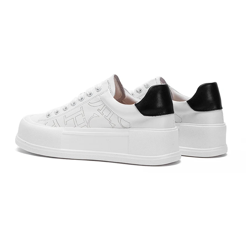 CHCH Women's Sports Shoes New Casual And Comfortable White Shoes Thick-Soled Genuine Leather Wear-Resistant Sports Shoes