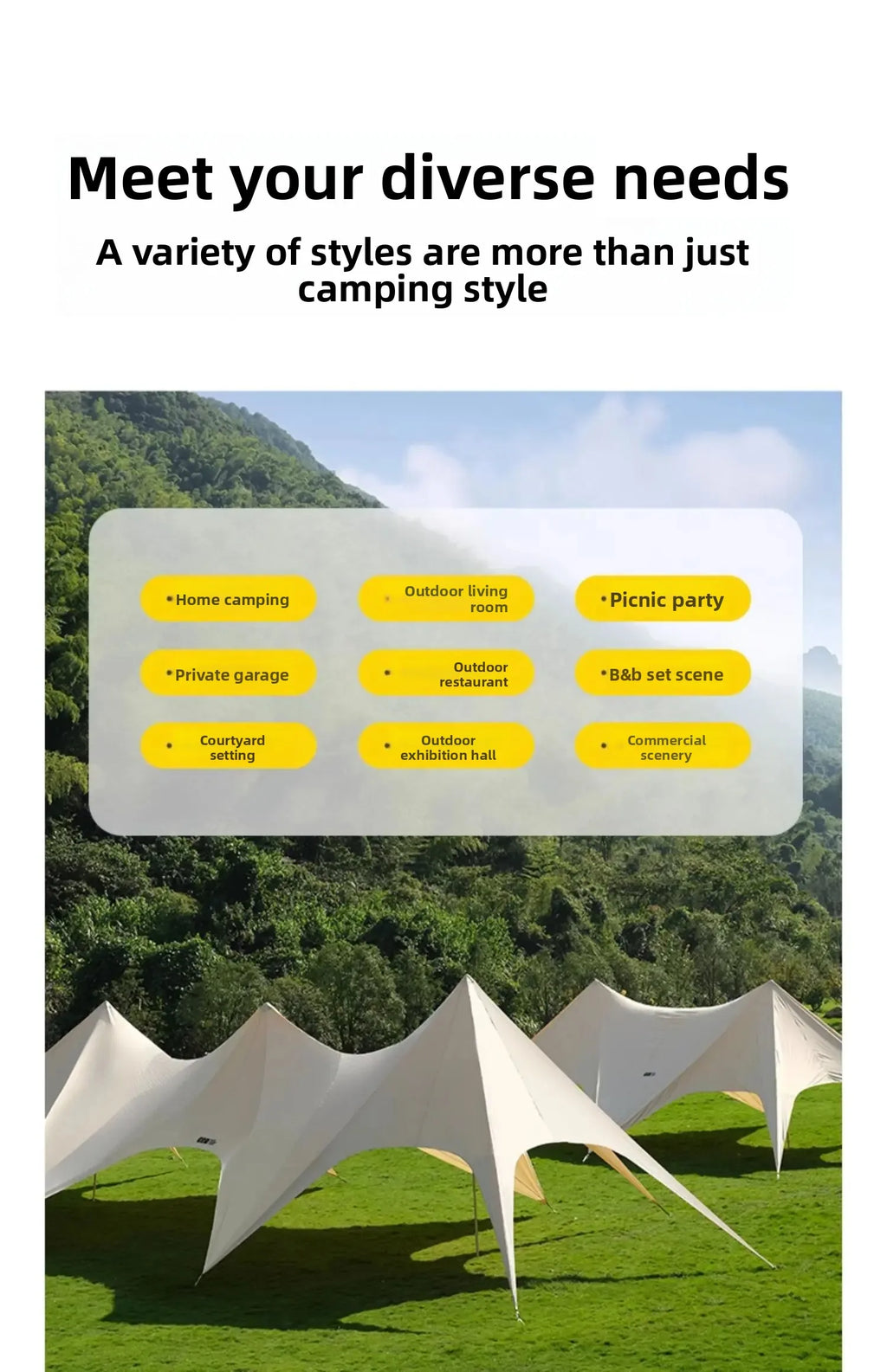 Tent, Large Outdoor Giant Camp, Rain and Sun Protection, Suitable for Outdoor Camping