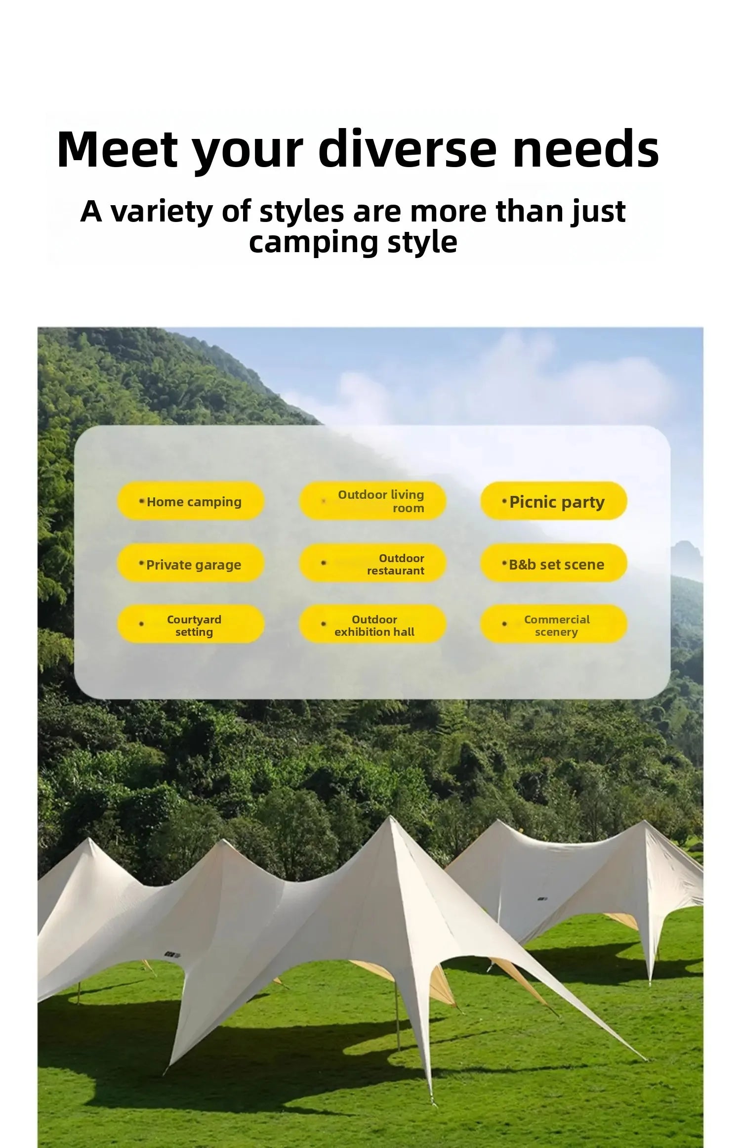 Tent, Large Outdoor Giant Camp, Rain and Sun Protection, Suitable for Outdoor Camping
