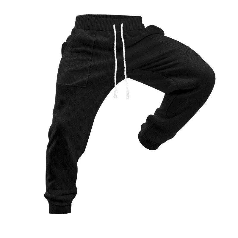 Men's Solid Color Sweatpants American Style Casual Pants Autumn Winter Home Wear Elastic Belt Soft and Comfortable Jogging Pants