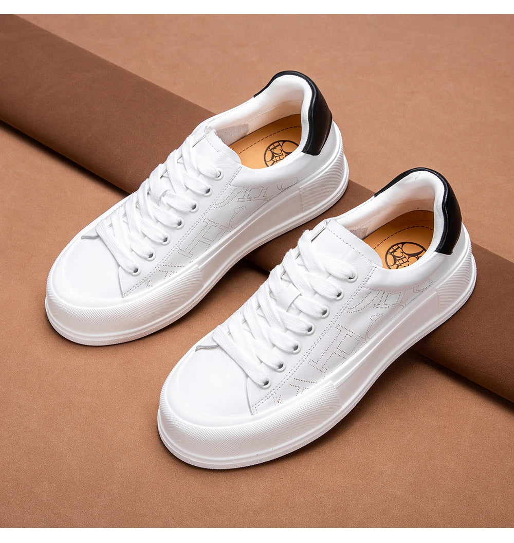 CHCH Women's Sports Shoes New Casual And Comfortable White Shoes Thick-Soled Genuine Leather Wear-Resistant Sports Shoes