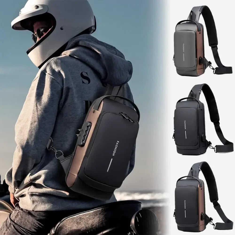 Men Anti Theft Chest Bag Shoulder Bags USB Charging Crossbody Package School Short Trip Messengers Bags Men's Oxford Sling Pack