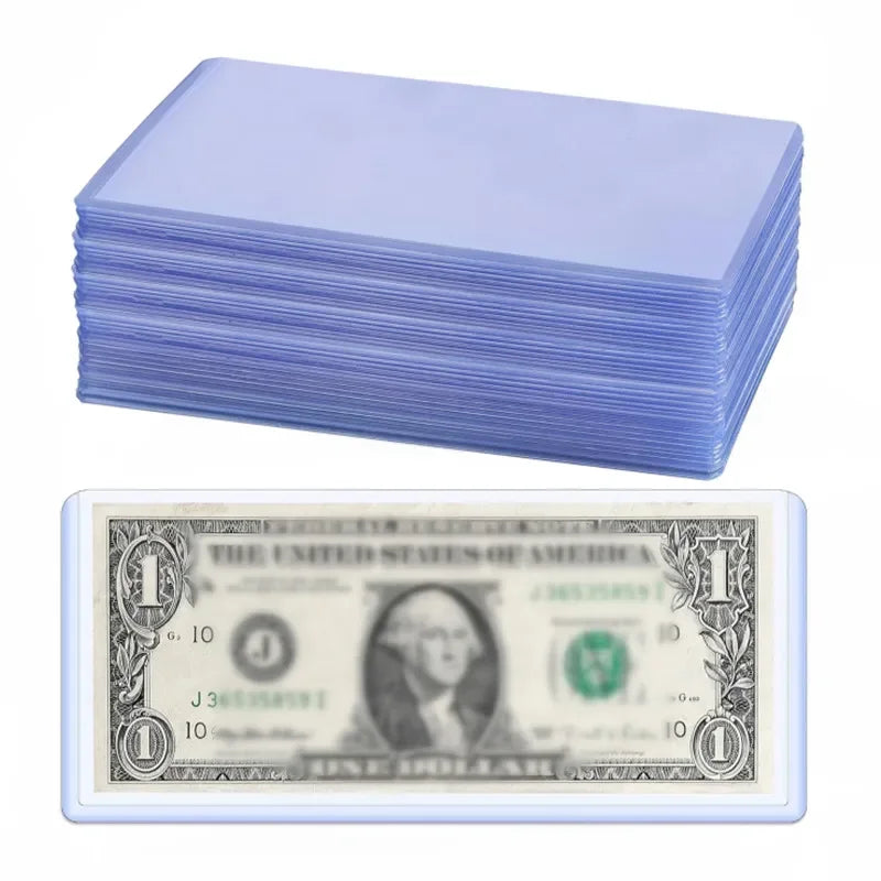 Bill Currency PVC Clear Hard Plastic Sleeve Clip Paper Money Notes Bills Holder for Collection Protector Case Supplies 173*75mm