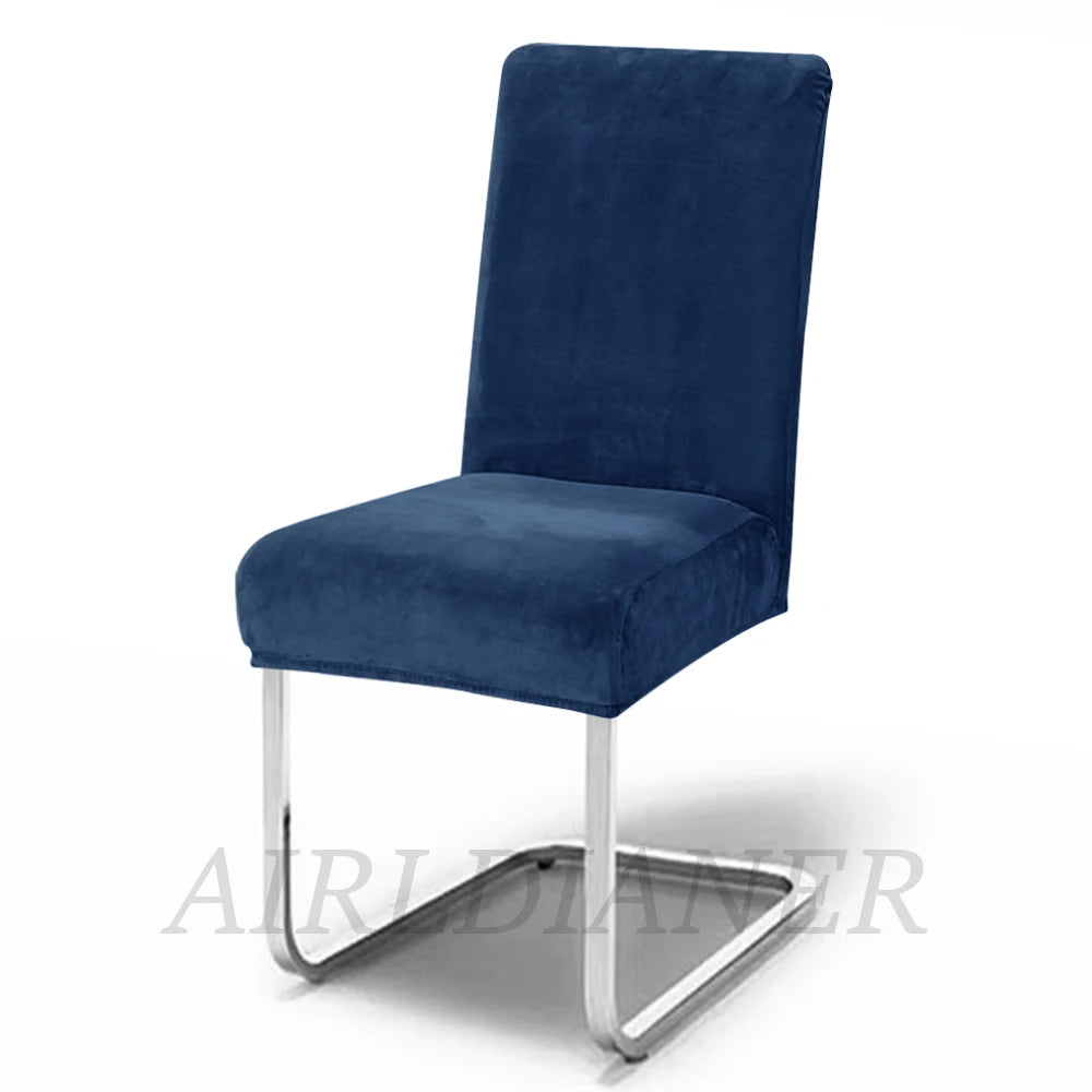 Soft Velvet Chair Covers Thick Solid Color Chair Seat Cover Stretch Dining Room Chair Slipcover Office Banquet Restaurant 1PC