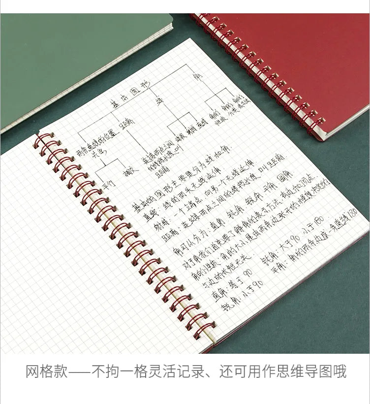A5/B5/A6 Classical PP Coil Line Grid Spiral Notebook Journals Morandi Basic Diary Weekly Planner Book School Stationery