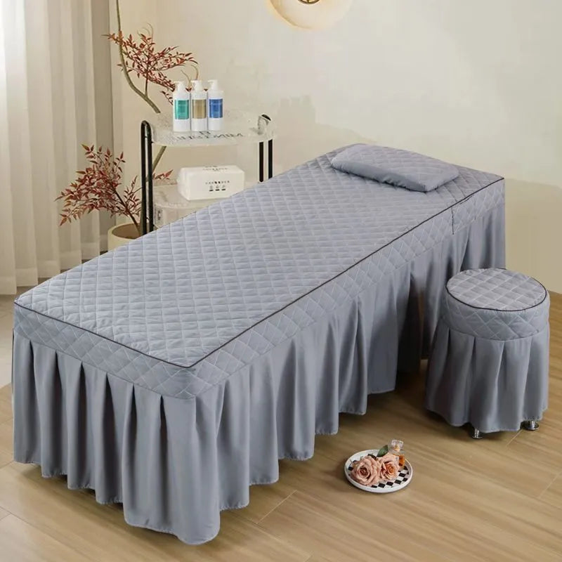 Thickened Single Double Beauty Bed Cover Pure Color Massage Beauty Salon Body Therapy Massage Hair Wash Bedding Cover Set