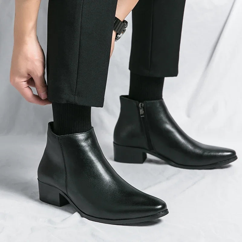 Men's Shoes Chelsea Boots Causal Business Retro Ankle Boots Man Walking Shoes Pu Leather Shoes Waterproof Classic Loafers Men