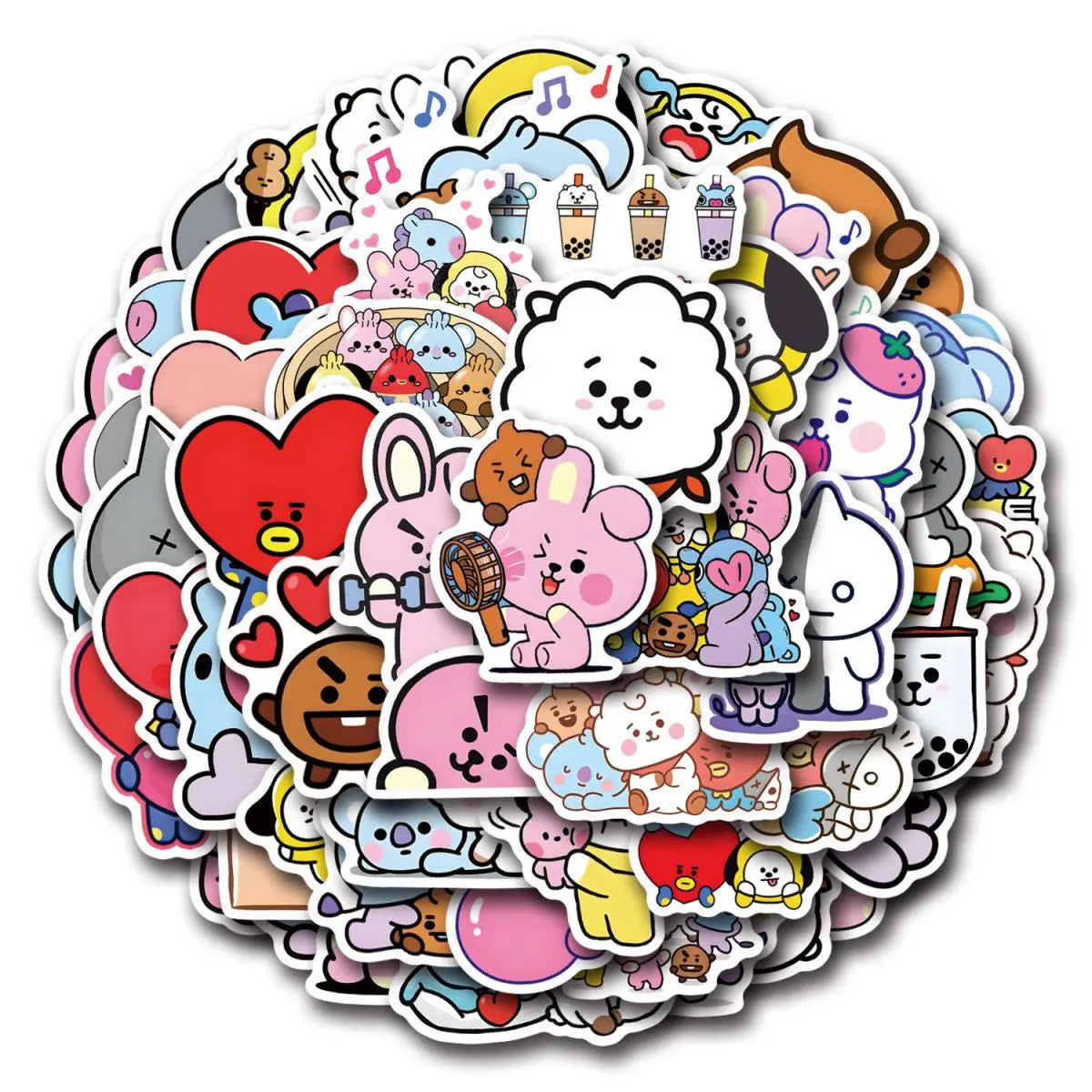BT21 Chimmy Cooky koya RJ Shooky Mang Sticker High Color Value Cartoon Printing Creative Hand Ledger Decoration 55pcs Sticker