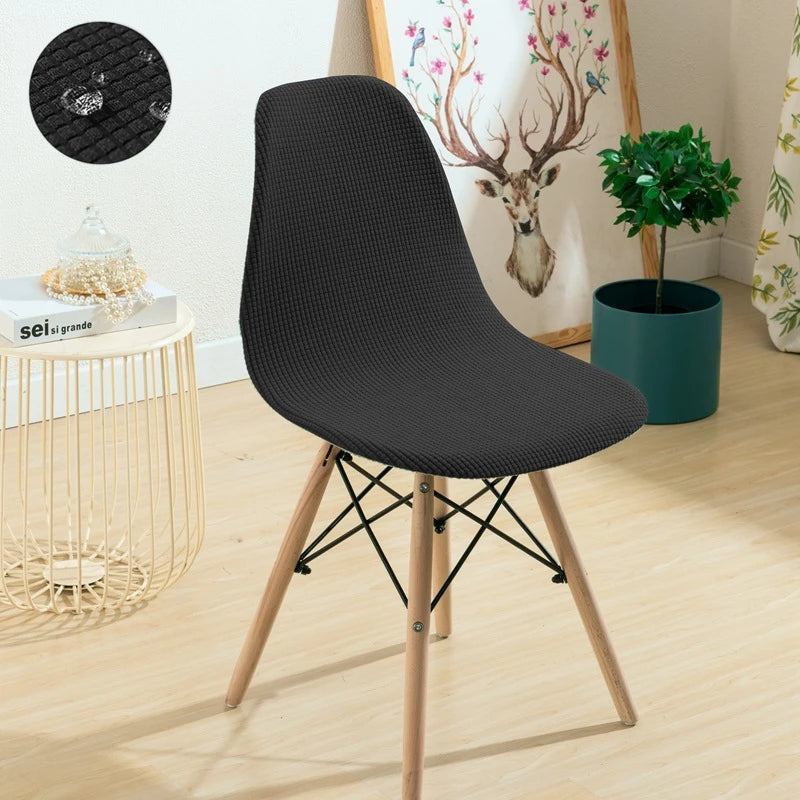 Jacquard Waterproof Shell Chair Cover Short Back Scandinavian Chair Covers Adjustable Dining Room Seat Covers for Bar Party