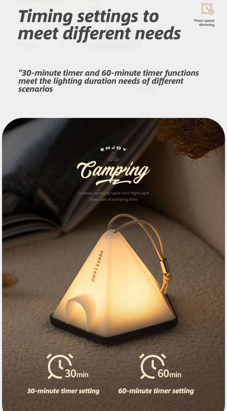 Tent Night Light Bedroom Charging Ambient Lamp Simple Bedside Lamp Portable Atmosphere Night Light For Outdoor Camping