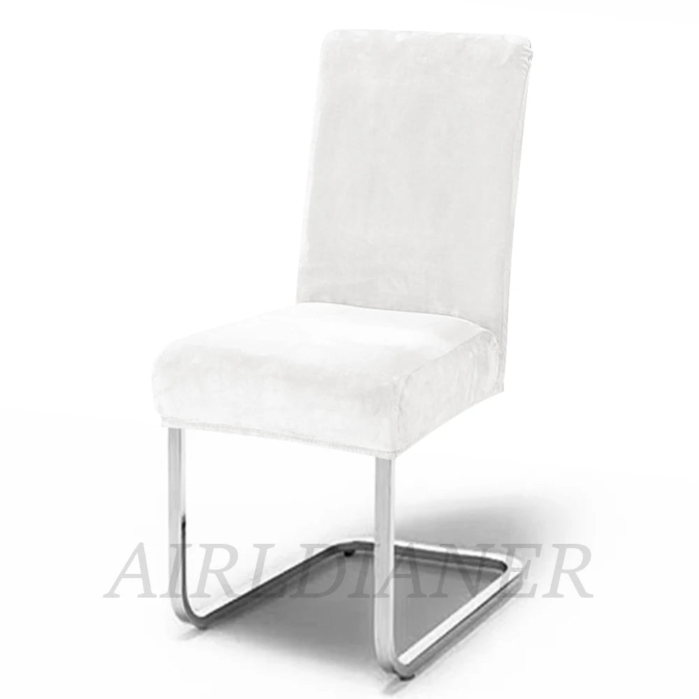 Soft Velvet Chair Covers Thick Solid Color Chair Seat Cover Stretch Dining Room Chair Slipcover Office Banquet Restaurant 1PC