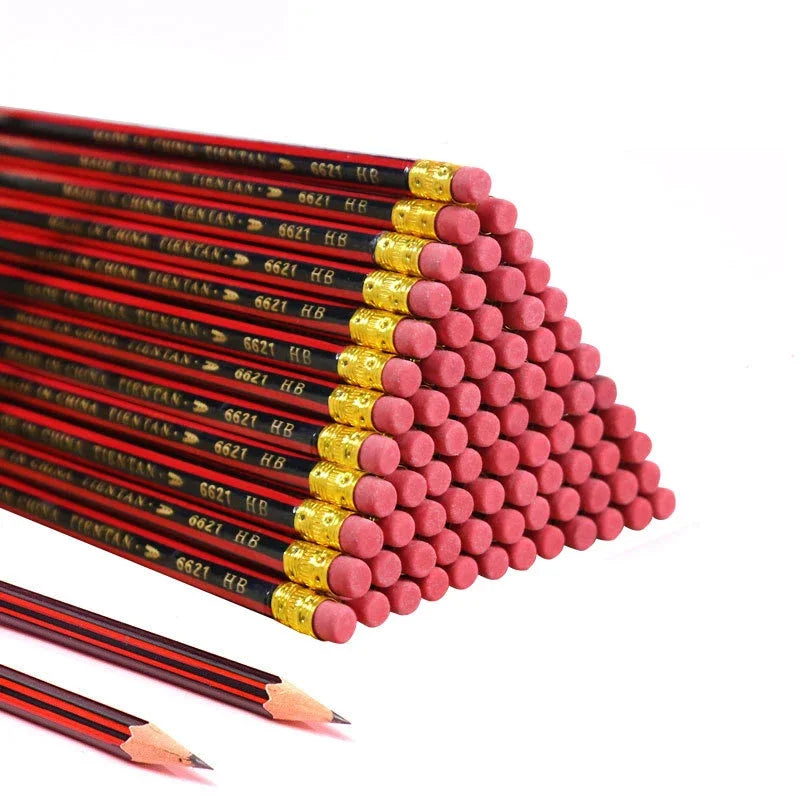 30/50/100Pcs /Lot Sketch Pencil Wooden Lead Pencils HB Pencil With Eraser Children Drawing Pencil School Writing Stationery