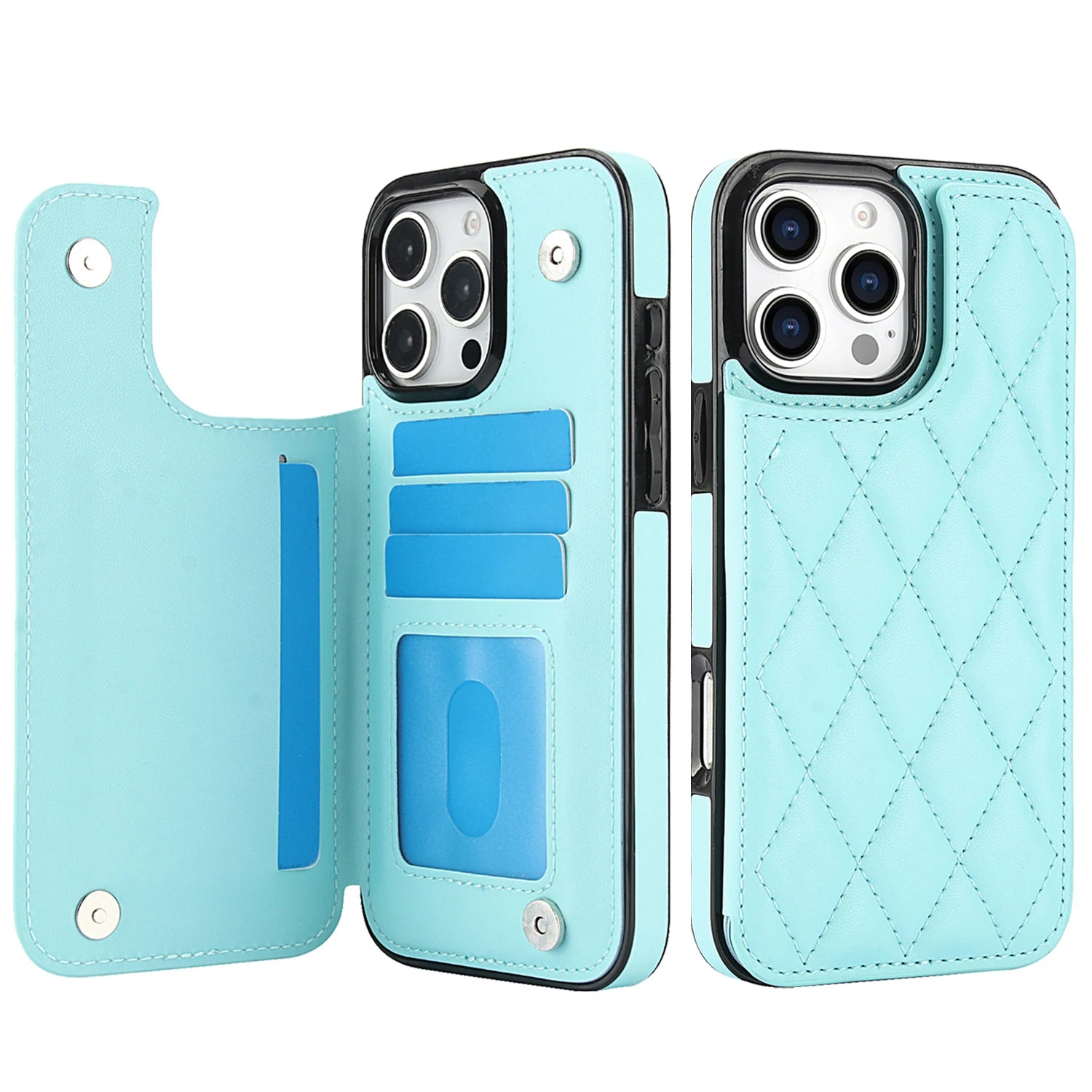 Card Slot Flip Leather Case For iPhone 16e 15 Pro Max 14 13 12 11 SE 3 2 XS XR 8 7 Plus Wallet Double Button Small Fragrant Wind