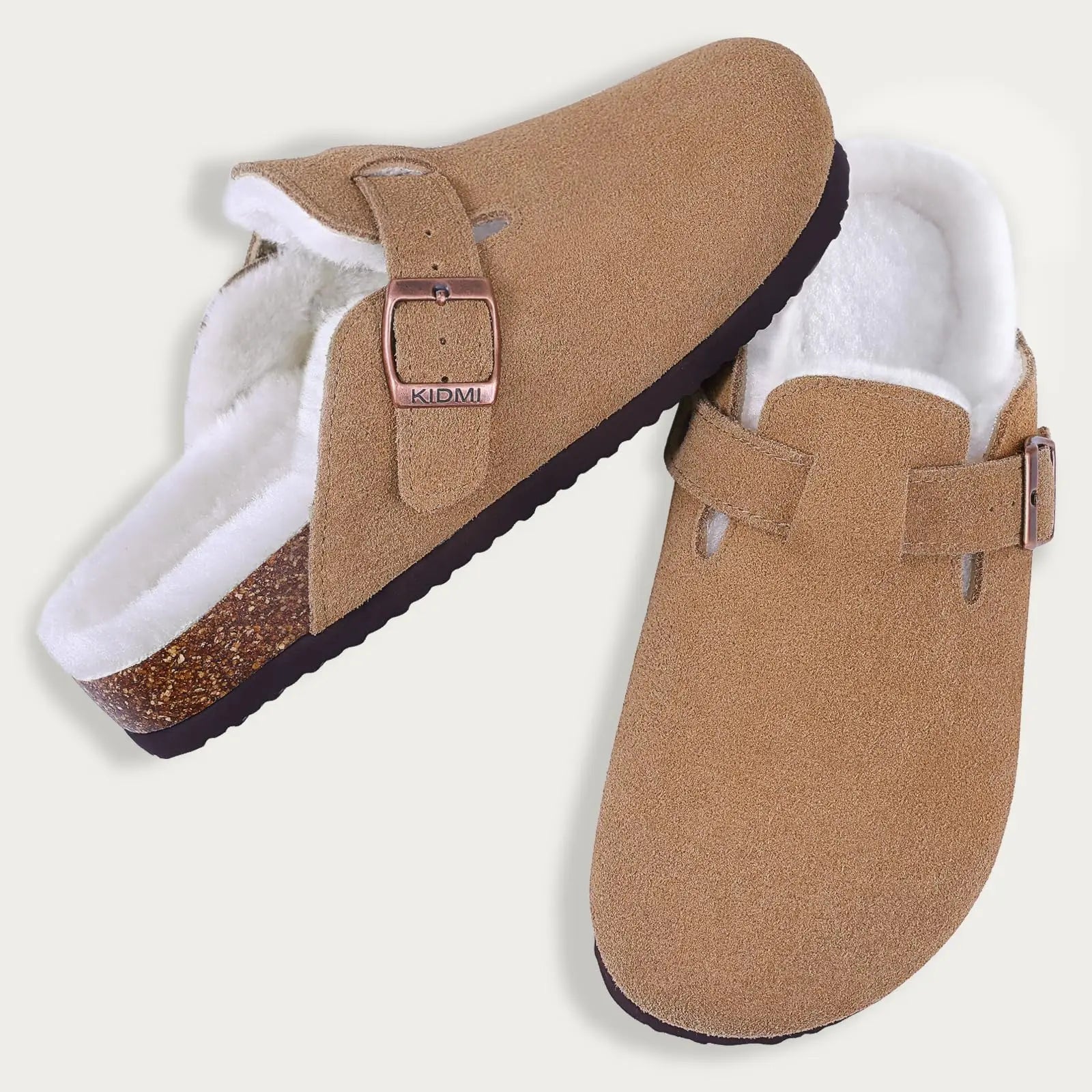 KIDMI Suede Clogs for Women Men Mules Cork Footbed Sandals With Arch Support Fashion Nonslip Outdoor Beach Slippers Home Shoes