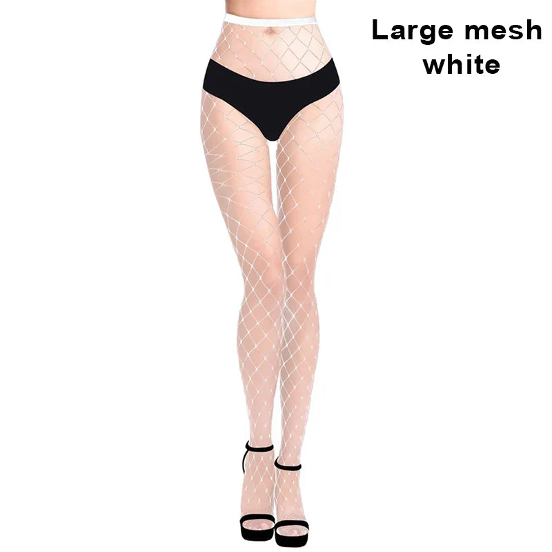 Sexy Women Long Fishnet Mesh Nylon Tights Body Stockings Slim Perfect Legs Fish Net Hollow Pantyhose High Waist Leggings Hosiery