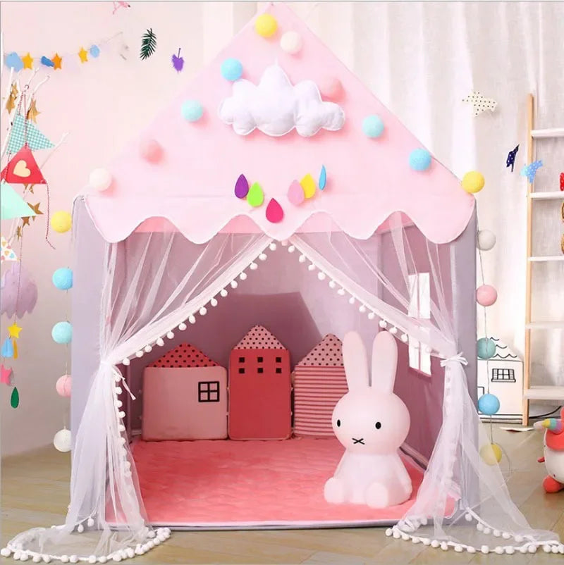 Portable Children's Tent Folding Kids Tents Tipi Baby Play House Large Girls Pink Princess Castle Child Room Decor Play Tent Toy
